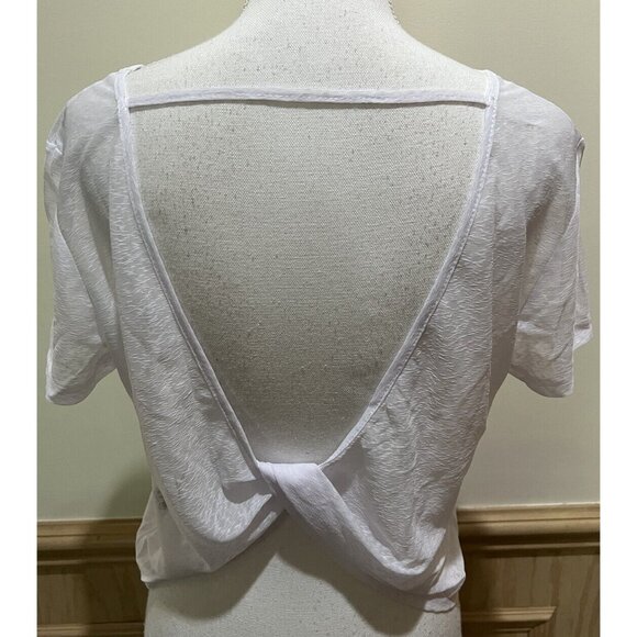 Shein ~ Size Medium ~ Short Sleeve Sheer Open Back Top ~ White - Picture 2 of 5